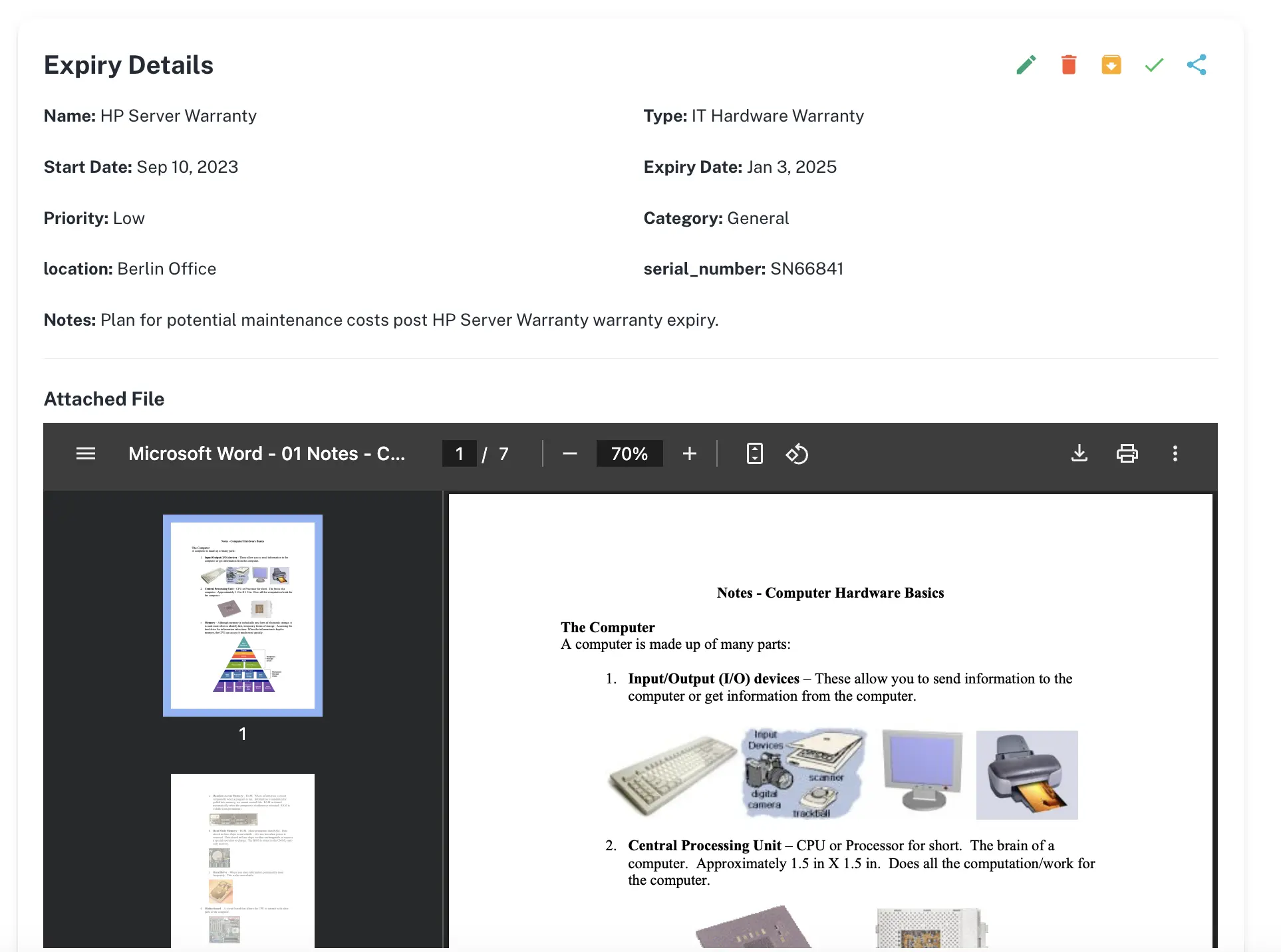 Document Attachment Feature