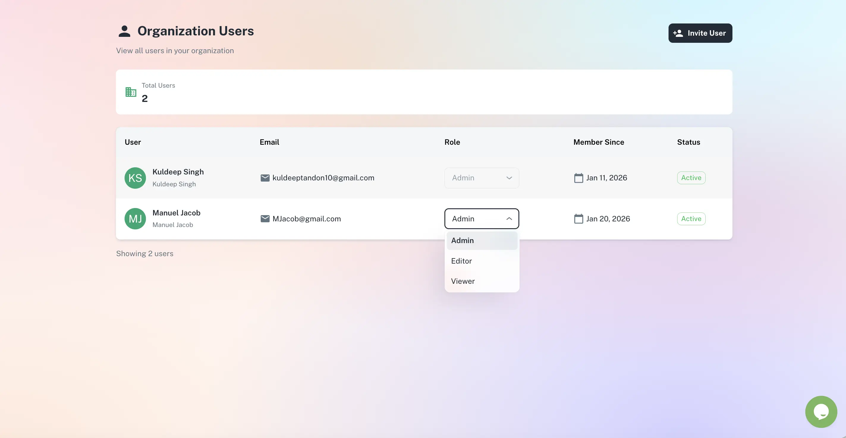 ExpiryEdge user management screen showing members, roles and permissions