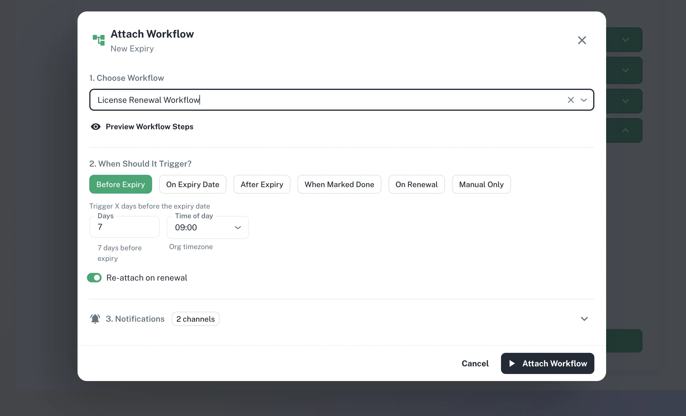 Attach a Workflow to Any Expiry - the Right Checklist, Triggered at the Right Time screenshot